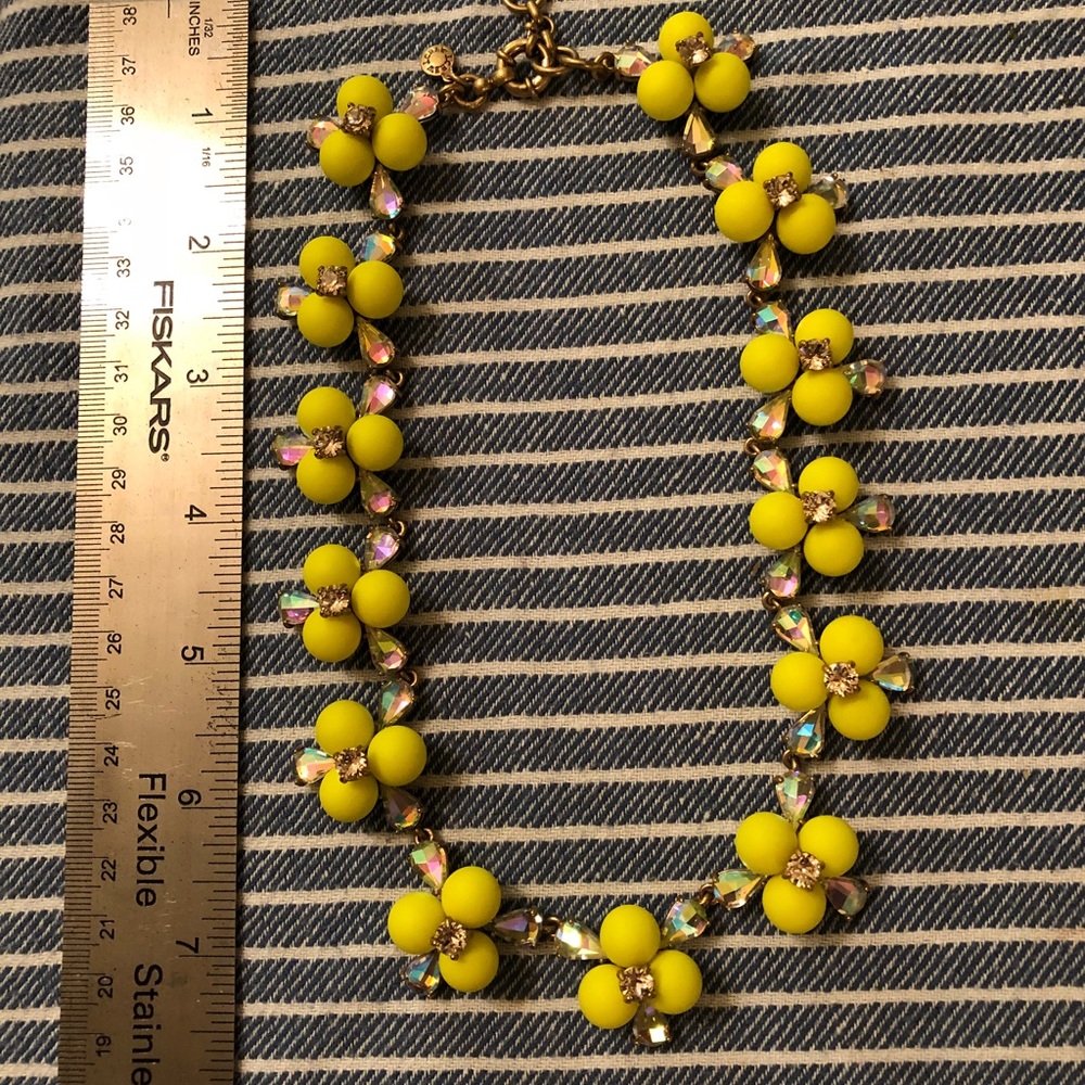 J.crew yellow floral iridescent statement necklace